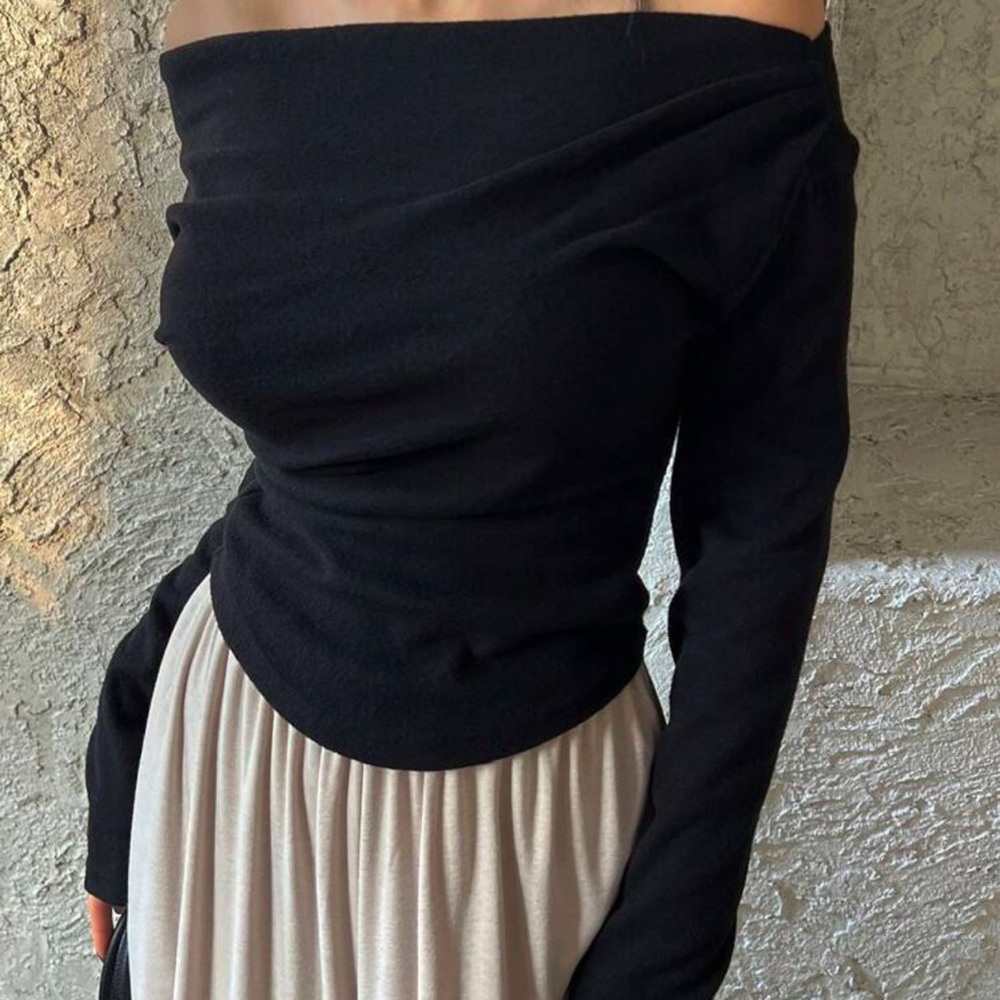 Stylish Off-Shoulder Black Sweater